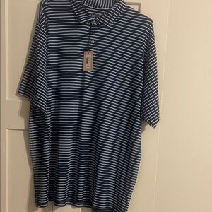 Peter Millar Navy and White Striped Polo